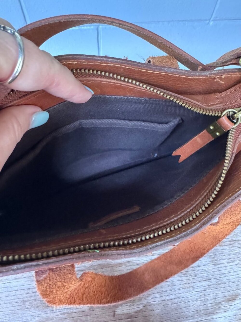Madewell Zip Top Transport Crossbody Bag Brown Leather Tote Purse Shoulder - Picture 4 of 7